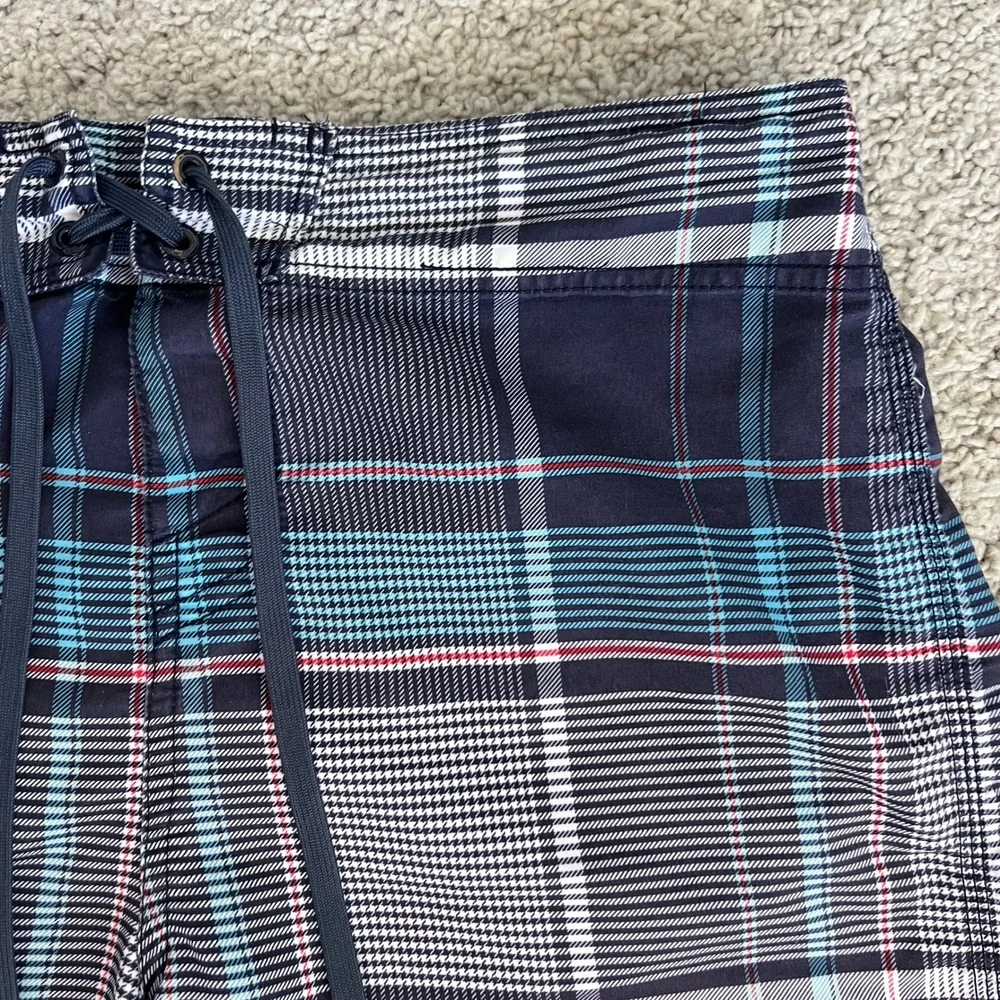 O'Neill Mens Santa Cruz Plaid Board Shorts Size 33 Navy Blue Teal Red 11